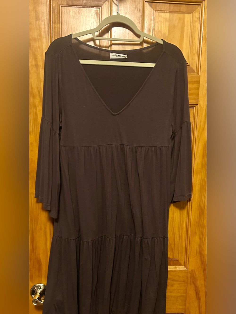 Natural Life Women's V-Neck Tiered Dress in Dark Brown